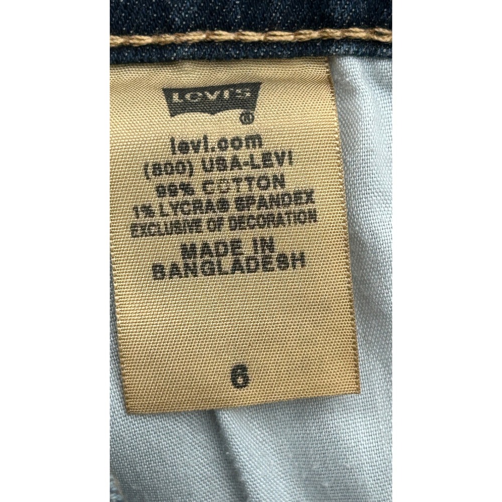 Levis 515 Women Dark Wash Blue Stretch Denim Cuffed Capri Cropped Jeans Size 6 - Picture 8 of 9